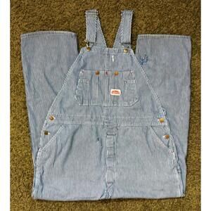 1980's Hickory Striped Overalls from Roundhouse L/XL Distressed Vintage Classic